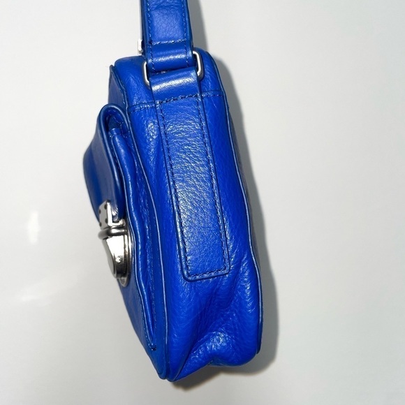 FOSSIL Riley Crossbody Shoulder Bag Purse Vivid Blue Leather 2 Latch Pockets - Picture 11 of 16